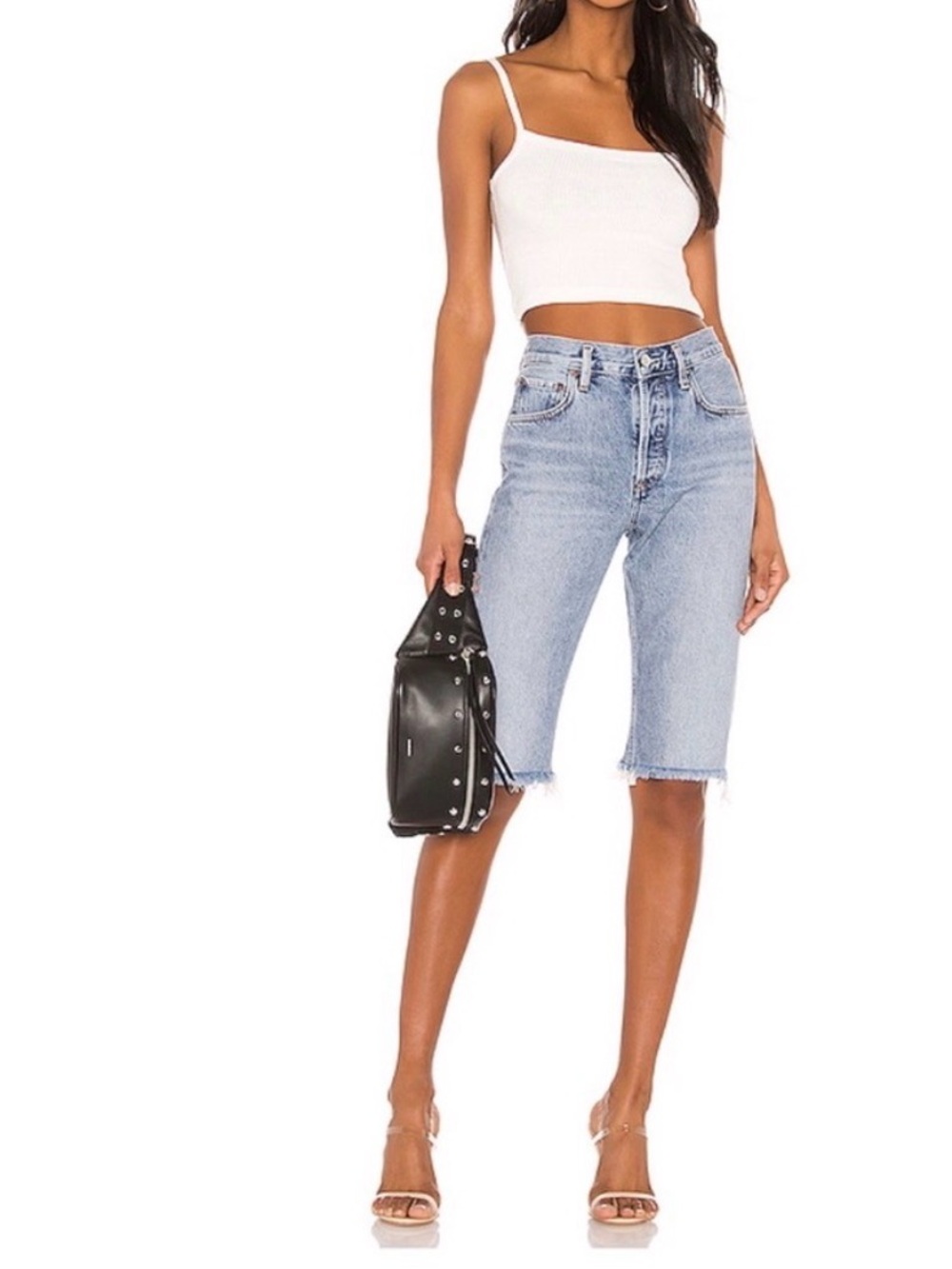 Agolde Carrie Long Length Cutoff Shorts 28